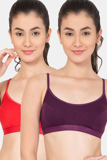 Buy Lady Lyka Cotton Sports Bra(Pack of 2) - Multicolor
